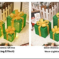 HKM-503955 Decorative LED Christmas Gift Box Lights Set - 3-Piece Battery Operated Layout for Holiday Décor
