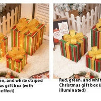HKM-503955 Decorative LED Christmas Gift Box Lights Set - 3-Piece Battery Operated Layout for Holiday Décor
