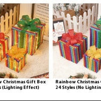 HKM-503955 Decorative LED Christmas Gift Box Lights Set - 3-Piece Battery Operated Layout for Holiday Décor