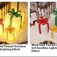 HKM-503955 Decorative LED Christmas Gift Box Lights Set - 3-Piece Battery Operated Layout for Holiday Décor