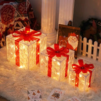 HKM-503955 Decorative LED Christmas Gift Box Lights Set - 3-Piece Battery Operated Layout for Holiday Décor