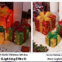 HKM-503955 Decorative LED Christmas Gift Box Lights Set - 3-Piece Battery Operated Layout for Holiday Décor