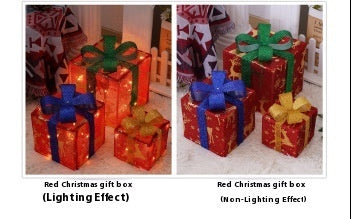 HKM-503955 Decorative LED Christmas Gift Box Lights Set - 3-Piece Battery Operated Layout for Holiday Décor
