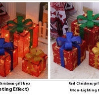 HKM-503955 Decorative LED Christmas Gift Box Lights Set - 3-Piece Battery Operated Layout for Holiday Décor