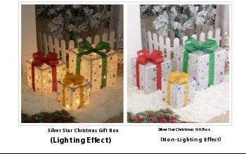 HKM-503955 Decorative LED Christmas Gift Box Lights Set - 3-Piece Battery Operated Layout for Holiday Décor