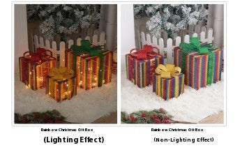 HKM-503955 Decorative LED Christmas Gift Box Lights Set - 3-Piece Battery Operated Layout for Holiday Décor