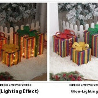 HKM-503955 Decorative LED Christmas Gift Box Lights Set - 3-Piece Battery Operated Layout for Holiday Décor