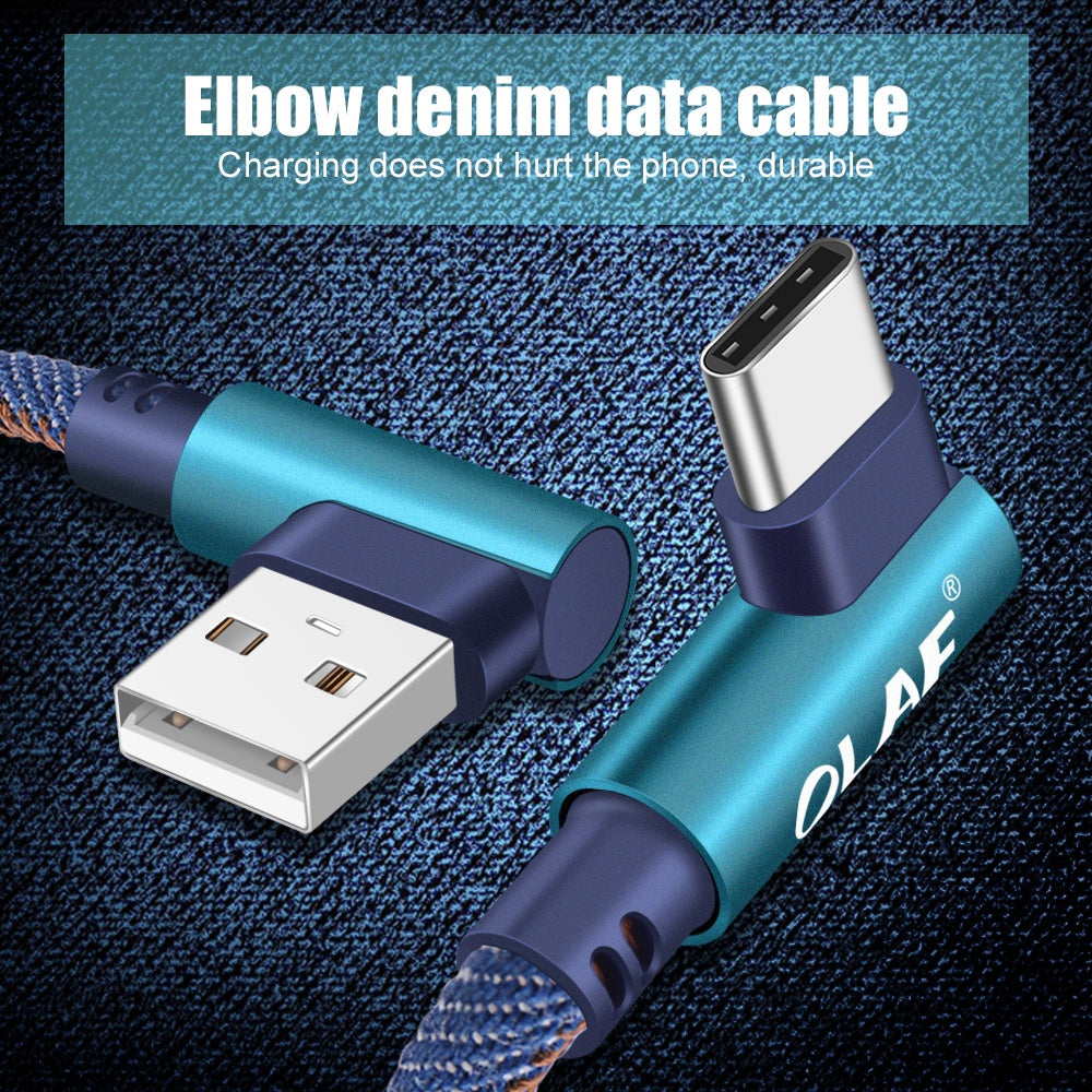 HKM-504019 Fast Charging USB Cable with Pure Copper Wire Core and Durable Denim Covering
