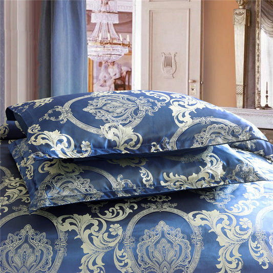 HKM-504147 European-Style Satin Jacquard Bedding Set in Assorted Colors, 3-Piece Suit, Polyester Fiber