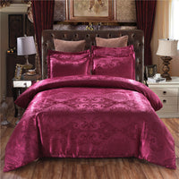 HKM-504147 European-Style Satin Jacquard Bedding Set in Assorted Colors, 3-Piece Suit, Polyester Fiber