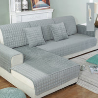 HKM-504211 Plush Sofa Cover in Multiple Colors with Anti-Skid Backing and Quilted Cotton Interlayer