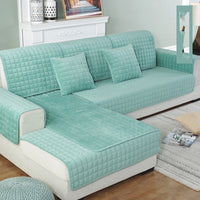 HKM-504211 Plush Sofa Cover in Multiple Colors with Anti-Skid Backing and Quilted Cotton Interlayer