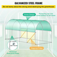 HKM-504339 Portable Walk-In Tunnel Greenhouse, 14.8 x 6.6 x 6.6 Ft with Galvanized Steel Frame, Zippered Door, and 8 Roll-Up Windows