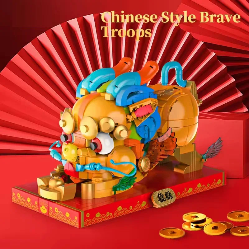 Chinese Ancient Beasts Building Block Set - 50 Pieces for Creative Play