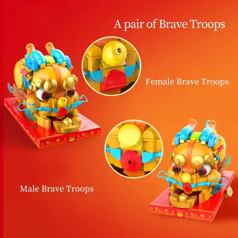 Chinese Ancient Beasts Building Block Set - 50 Pieces for Creative Play