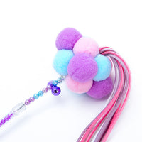 HKM-504467 Three-Color Hair Ball Cat Toy with Folded Ears and PVC Tube