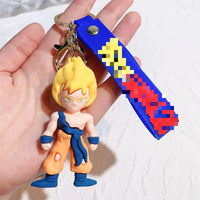 HKM-504659 3D Cartoon PVC Anime Keychain Goku Doll Pendant for Car and Bag Tag