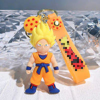 HKM-504659 3D Cartoon PVC Anime Keychain Goku Doll Pendant for Car and Bag Tag