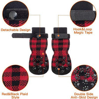 HKM-504659 Cozy Christmas Red Cotton Dog Socks - 4 Pack for All Seasons