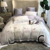 HKM-504659 Embroidered Tencel Quilt Cover Set with Heart and Butterfly Design - Multiple Piece Options Available