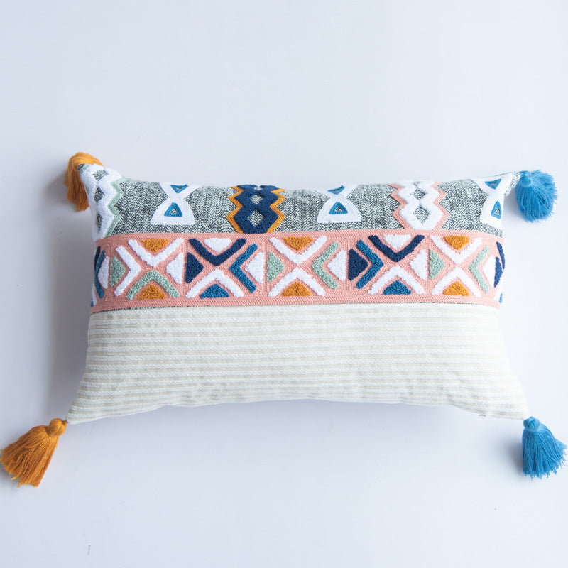HKM-504787 Embroidered Tufted Towel Pillow Cover in Bohemian Style, 30x50cm & 45x45cm