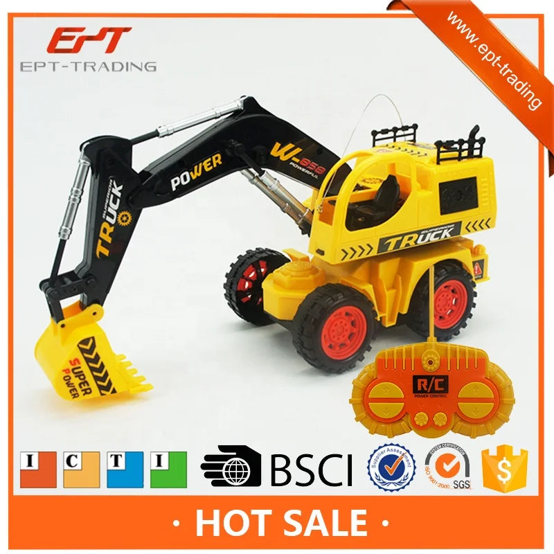 HKM-504787 Remote Controlled Chargeable Engineering Vehicle RC Truck with Light for Kids Ages 2-7