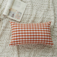 HKM-504979 Plaid and Solid Color Polyester Cotton Pillow Covers - Sizes 45x45 & 30x50
