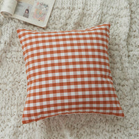 HKM-504979 Plaid and Solid Color Polyester Cotton Pillow Covers - Sizes 45x45 & 30x50