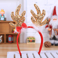 HKM-505107 Sequined Christmas Hair Ornament with Brown Antlers and Ears