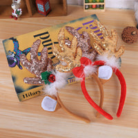 HKM-505107 Sequined Christmas Hair Ornament with Brown Antlers and Ears