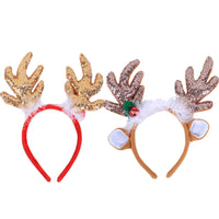 HKM-505107 Sequined Christmas Hair Ornament with Brown Antlers and Ears