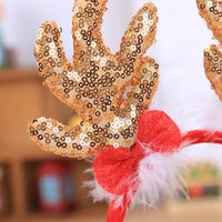 HKM-505107 Sequined Christmas Hair Ornament with Brown Antlers and Ears