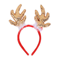 HKM-505107 Sequined Christmas Hair Ornament with Brown Antlers and Ears