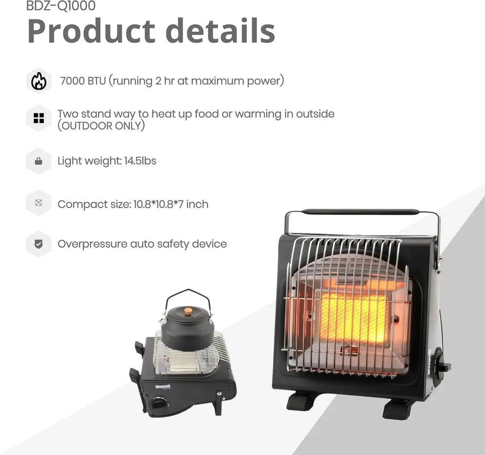 KTX-505171 Portable Cast Iron Single Burner Gas Stove Heater with Ceramic Surface for Outdoor Cooking