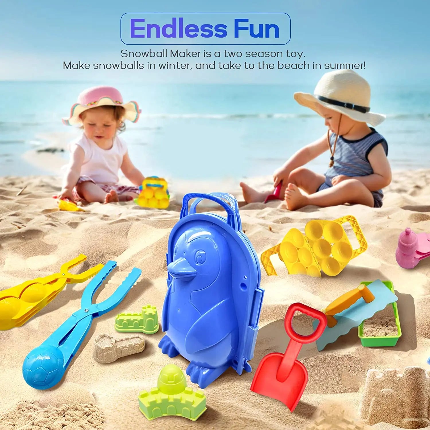HKM-505235 Penguin Snowball Maker Tool - Fun Outdoor Winter Toy for Kids and Adults