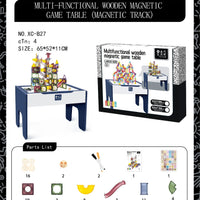 HKM-505555 Double-Sided Wooden Magnetic Building Blocks and Drawing Board Toy for Kids