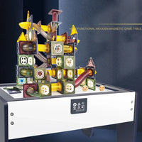 HKM-505555 Double-Sided Wooden Magnetic Building Blocks and Drawing Board Toy for Kids