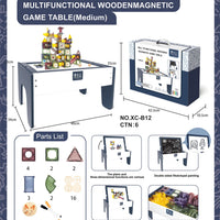 HKM-505555 Double-Sided Wooden Magnetic Building Blocks and Drawing Board Toy for Kids
