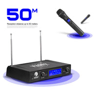 HKM-505683 Dual Handheld Wireless Microphone System V-3002 for Home, Stage, and KTV Use
