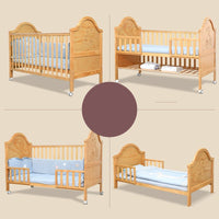 HKM-505747 European Design Pine Baby Log Splicing Crib with Adjustable Height and Roller - 140x70cm