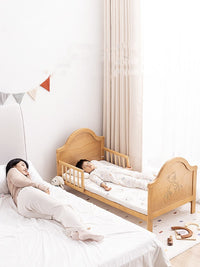 HKM-505747 European Design Pine Baby Log Splicing Crib with Adjustable Height and Roller - 140x70cm