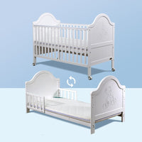 HKM-505747 European Design Pine Baby Log Splicing Crib with Adjustable Height and Roller - 140x70cm