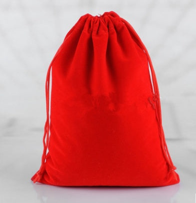 HKM-505811 Black Velvet Drawstring Bag - 20x30cm Size
