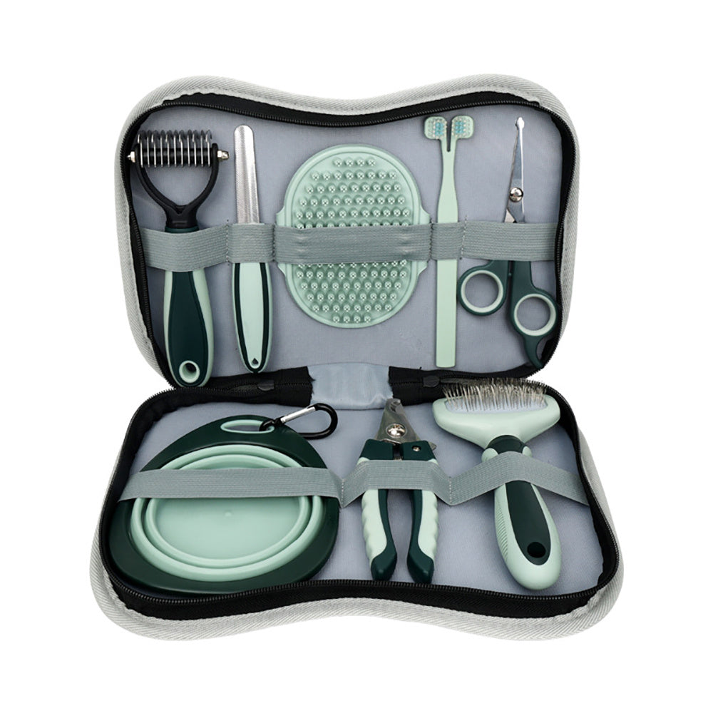 HKM-505811 Cordless Dog Grooming Clippers Kit for Thick Coats, Low Noise Trimmer with Slicker Brush and Nail Clipper