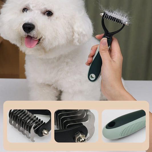 HKM-505811 Cordless Dog Grooming Clippers Kit for Thick Coats, Low Noise Trimmer with Slicker Brush and Nail Clipper