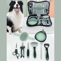 HKM-505811 Cordless Dog Grooming Clippers Kit for Thick Coats, Low Noise Trimmer with Slicker Brush and Nail Clipper