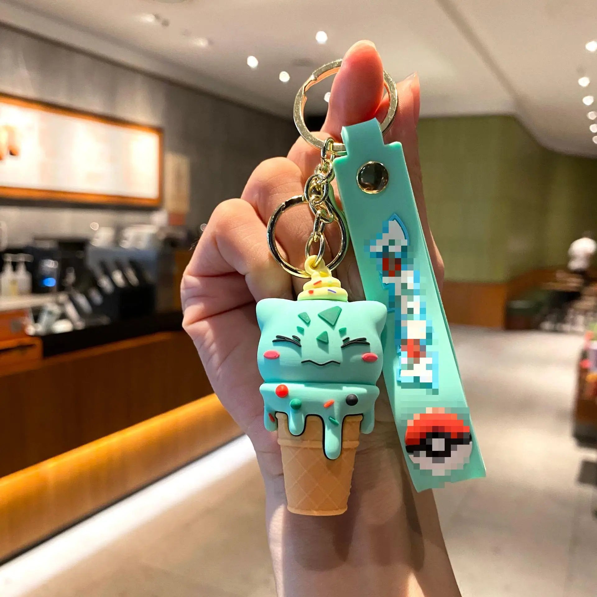 HKM-505811 Kawaii Ice Cream 3D PVC Rubber Keychain - Cute Cartoon Keyring Toy