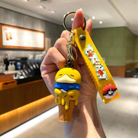 HKM-505811 Kawaii Ice Cream 3D PVC Rubber Keychain - Cute Cartoon Keyring Toy