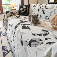 HKM-505875 Advanced Sense Four Seasons Universal Chenille Sofa Cover - Floral & Striped Designs in Multiple Sizes