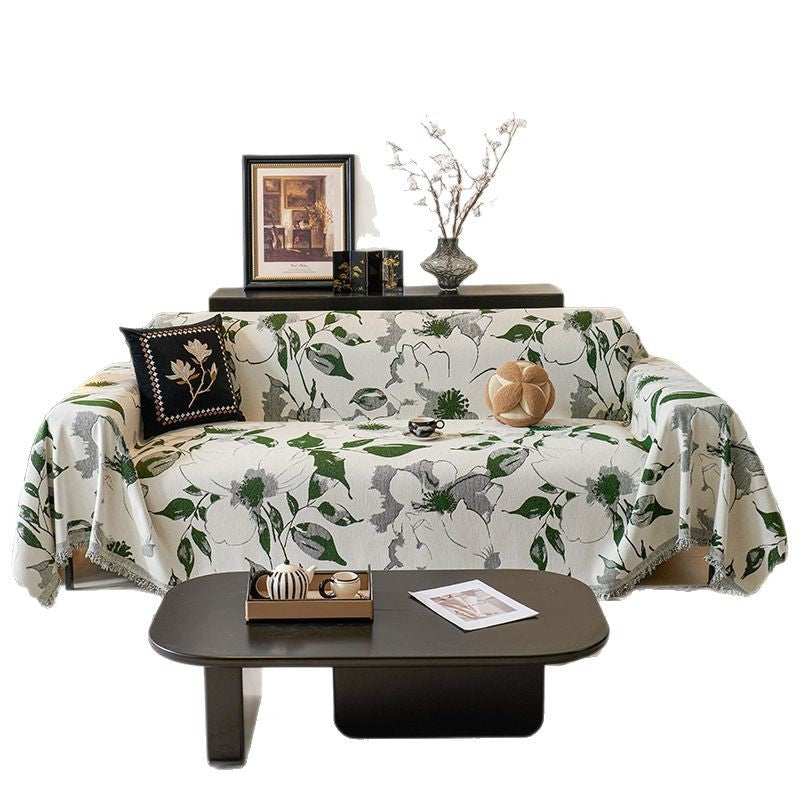 KTX-505875 Advanced Sense Four Seasons Universal Chenille Sofa Cover - Floral & Striped Designs in Multiple Sizes